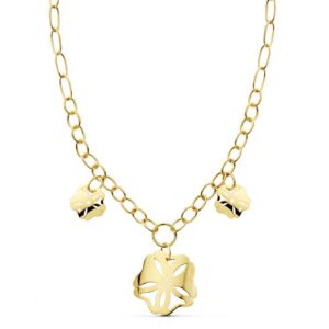 18K COLLAR CADENA Y FLOR ORO AMARILLO 42CM