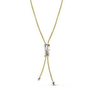18K GARGANTILLA ORO BICOLOR FLOR LIS 45CM PESO 7.35 GR