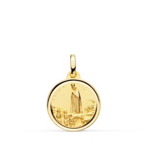 18K MEDALLA ORO AMARILLO VIRGEN DE FATIMA 16 MM BISEL 1.80GR