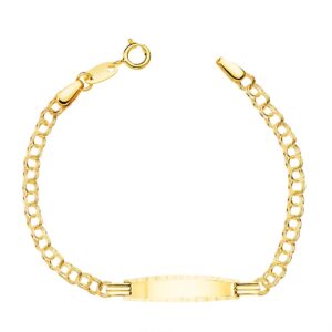 18K ESCLAVA BEBE ORO AMARILLO HUNGARINA PLACA CHAPA BRILLO TALLADA 20X4 MM 13CM