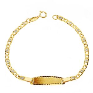 18K PULSERA ORO AMARILLO ESCLAVA CIRCONITA 14CM 2.5 MM