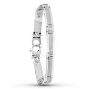 18K PULSERA CABALLERO ORO BLANCO MATE Y BRILLO 21CM