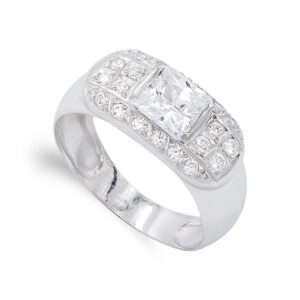 18K SORTIJA ORO BLANCO PIEDRA Y CIRCONITAS. ANCHO: 9 MM