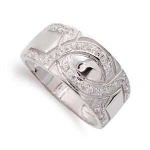 18K SORTIJA ORO BLANCO ANCHA CON CIRCONITA. ANCHO: 10 MM