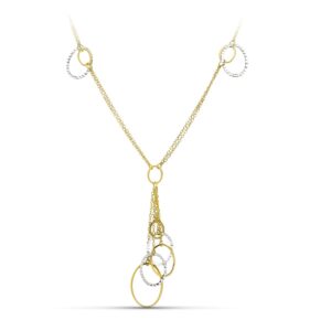 18K GARGANTILLA ORO BICOLOR DOBLE CADENA Y MOTIVOS
