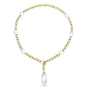 18K GARGANTILLA BICOLOR ESLABONES ANCHO 9 MM LARGO 27.50CM