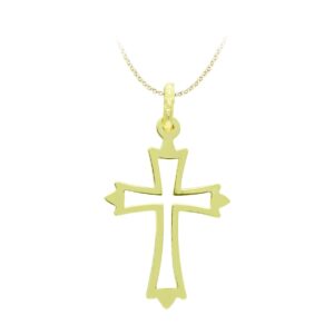 18K CRUZ ORO AMARILLO CALADA LISA 27X17 MM