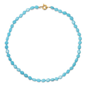 18K GARGANTILLA TURQUESAS LARGO: 45CM CIERRE DE TIMON 10MM ORO AMARILLO