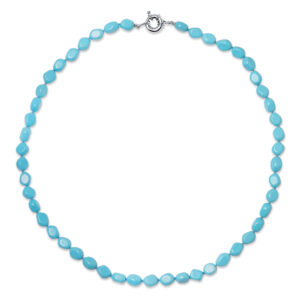 18K GARGANTILLA TURQUESAS LARGO: 45CM CIERRE DE TIMON 10MM ORO BLANCO