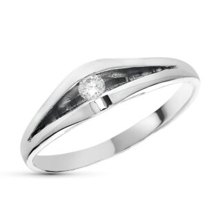18K SOLITARIO ORO BLANCO DIAMANTES TALLA BRILLANTE 0.10 QTS.