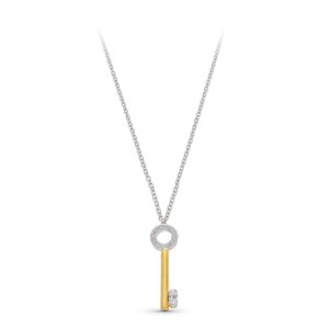 18K GARGANTILLA ORO BICOLOR MOTIVO LLAVE CON CIRCONITAS