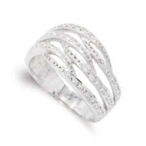 18K SORTIJA ORO BLANCO BANDAS CON CIRCONITA ANCHO: 11,5 MM