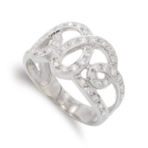 18K SORTIJA ORO BLANCO CALADA CON CIRCONITA. ANCHO: 12,5 MM