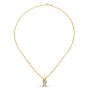 18K COLGANTE ORO AMARILLO BRILLANTE 16X7 MM 0.04 QTS. CADENA 40