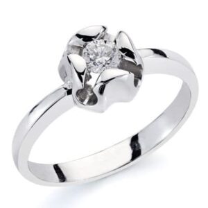18K SOLITARIO ORO BLANCO CON DIAMANTE 0,20 QTS. ANCHO: 7,5MM