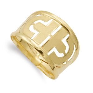 18K SORTIJA ORO AMARILLO CALADA MATE Y BRILLO. ANCHO 14 MM