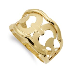 18K SORTIJA ORO AMARILLO CALADA CON ESTRIBOS ANCHO 15 MM