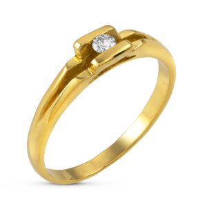 18K SOLITARIO ORO AMARILLO DIAMANTE 0.10 QTS. ANCHO: 4,5MM