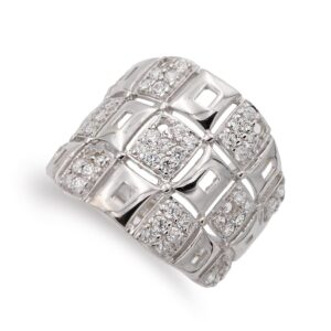 18K SORTIJA ORO BLANCO ANCHA CON CIRCONITA ANCHO 18 MM