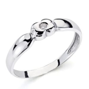 18K SOLITARIO ORO BLANCO BRILLANTE 0.040 QTS. ANCHO: 4MM