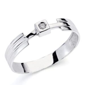 18K SOLITARIO ORO BLANCO BRILLANTE. 0.040 QTS. ANCHO: 4 MM