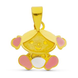 18K COLGANTE ORO AMARILLO ESMALTE NIÑA 11X11 MM