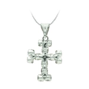 18K CRUZ ORO BLANCO CON CIRCONITA 20X15 MM