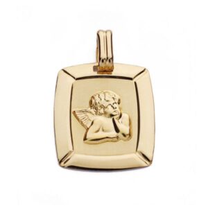 18K MEDALLA ORO AMARILLO ANGEL BURLON LASER 20X17 MM