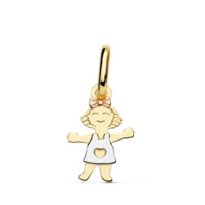 18K COLGANTE ORO TRICOLOR NIÑA 17X12 MM