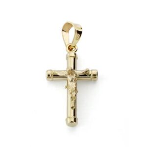 18K CRUZ ORO AMARILLO CON CRISTO HUECA 18X10 MM