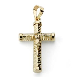 18K CRUZ ORO AMARILLO CON CRISTO HUECA 24X15 MM