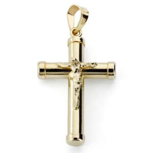 18K CRUZ ORO AMARILLO CON CRISTO HUECA 24X15X3 MM