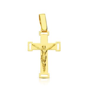 18K CRUZ ORO AMARILLO CON CRISTO CALADA 22X13 MM