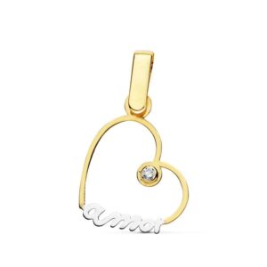 18K COLGANTE ORO AMARILLO CORAZON AMOR 14X14 MM