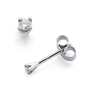 18K PENDIENTES ORO BLANCO DIAMANTES TALLA BRILLANTE 0.11 QTS SI-H CIERRE PRESION