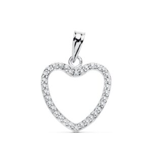 18K COLGANTE CORAZON ORO BLANCO CIRCONITA 16X16 MM