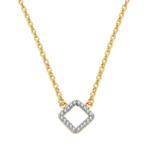 18K COLGANTE ORO BICOLOR ROMBO CON CADENA 45CM