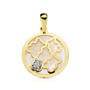 18K COLGANTE BICOLOR NACAR 17 MM CIRCONITAS