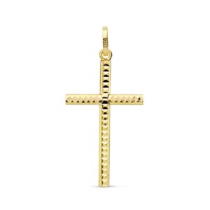 18K CRUZ ORO AMARILLO TALLADA 25X14 MM