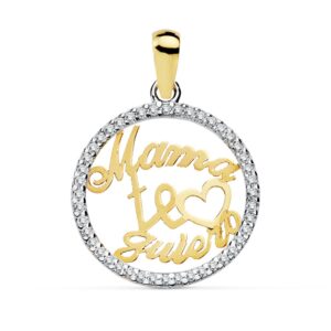 18K COLGANTE MAMA BICOLOR CIRCONITA 16 MM