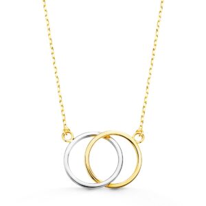 18K GARGANTILLA ORO BICOLOR DOS AROS 16X12 MM CADENA FORZADA 44 CM