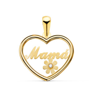 18K COLGANTE MAMA CORAZON BICOLOR 19X15 MM