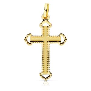 18K CRUZ ORO AMARILLO SIN CRISTO TALLADA 28X17 MM
