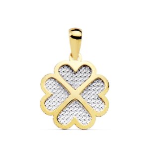 18K COLGANTE BICOLOR TREBOL. 16X16 MM