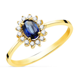 18K SORTIJA ORO AMARILLO ZAFIRO 0.62 QTS. DIAMANTES 0.140 QTS. SI-H