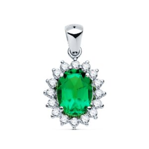 18K COLGANTE ORO BLANCO ESMERALDA 1.74 QTS. DIAMANTES SI-H 0.52 QTE