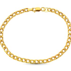 18K PULSERA ORO AMARILLO HUECA ESLABON BARBADO 18.5 CM 3 MM