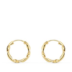18K AROS ORO AMARILLO HUECOS RETORCIDOS. 14X2 MM