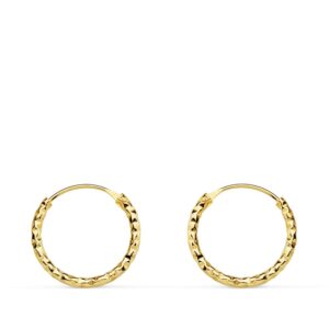18K AROS ORO AMARILLO RETORCIDO TALLADO 13X1.30 MM