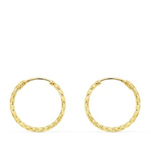 18K AROS ORO AMARILLO HUECOS RETORCIDOS CON TALLADO 15X1.30 MM